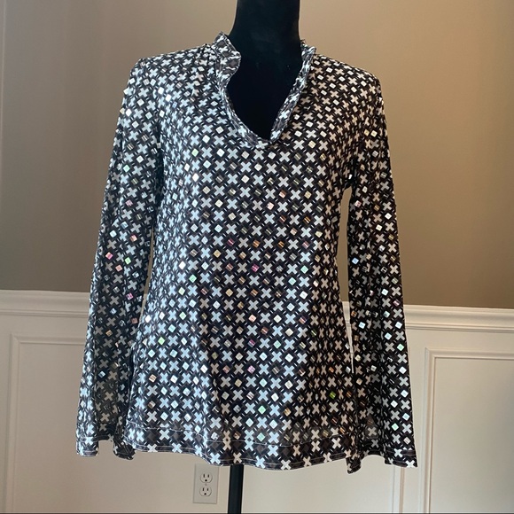 Tory Burch Tops - NEW Tori Burch size 8 Stephanie tunic black brown